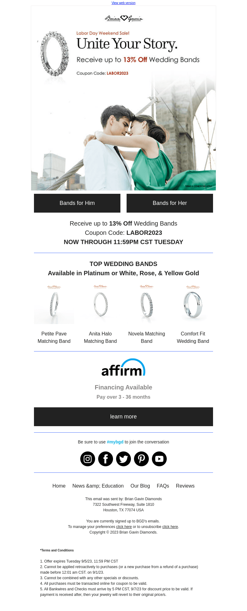 FINAL DAY - 13% Off Wedding Bands