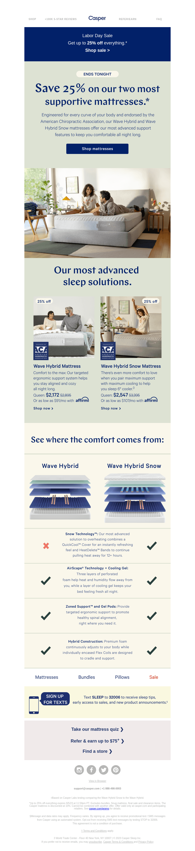 Ends tonight: 25% off our most supportive mattresses.
