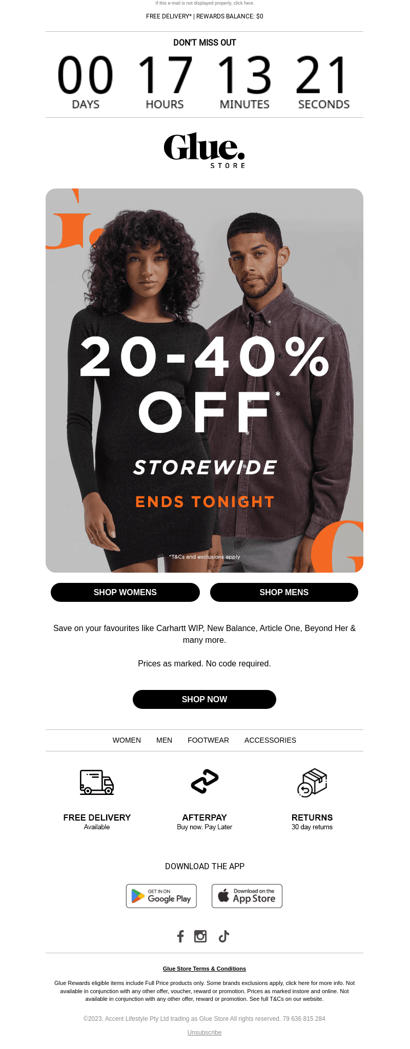 20%-40% OFF* STOREWIDE ⌛ Ends Tonight