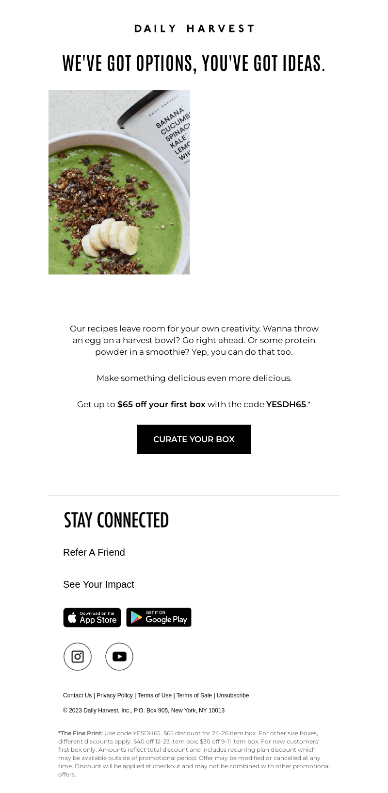 Our meals + your spin = ❤️ (+ $65 off)
