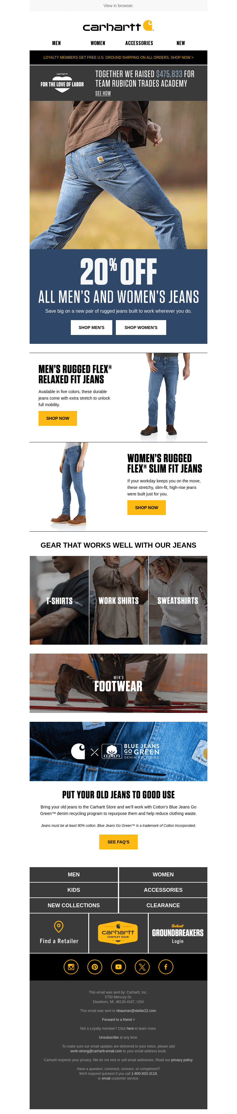 20% off jeans now through 9/17
