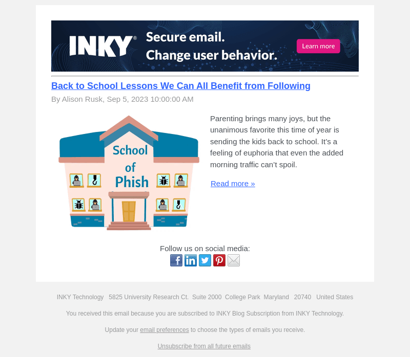 Inky email from Wed, Sep 6, 2023
