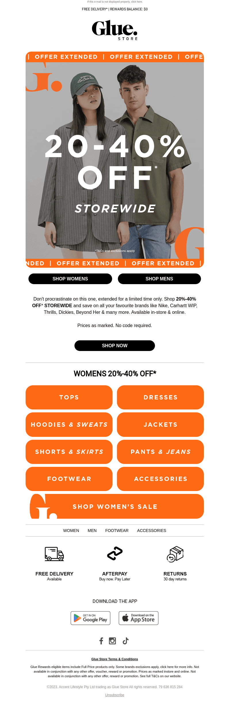 20%-40% OFF* STOREWIDE 🚨 Offer Extended