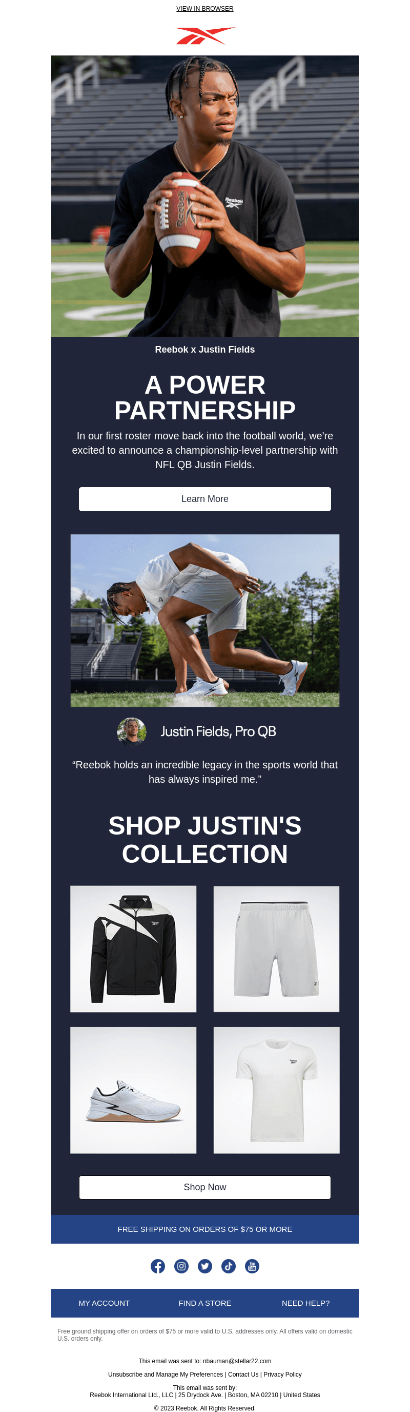 Introducing Reebok x Justin Fields partnership