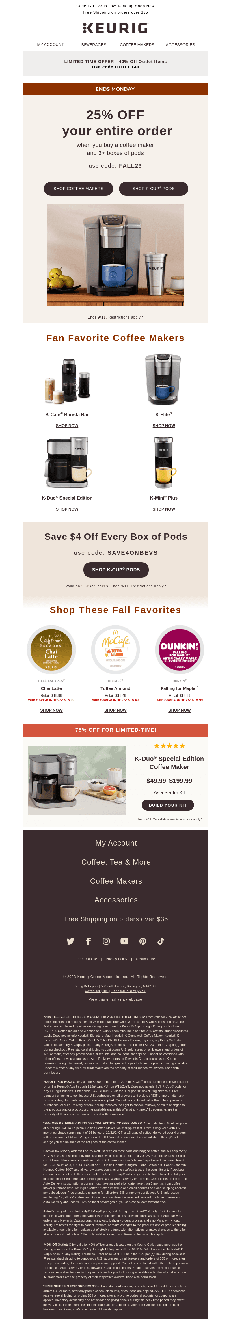 Keurig email from Sat, Sep 9, 2023