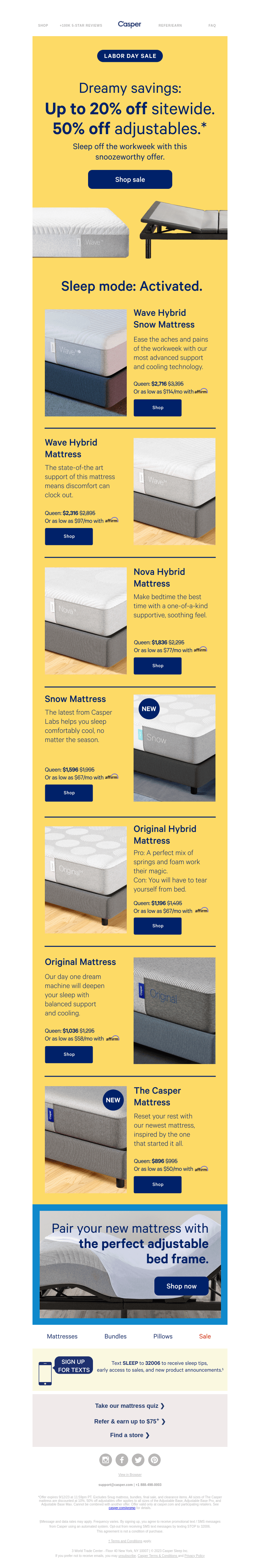 Ends Tuesday: Up to 20% off sitewide & 50% off adjustable bed frames.