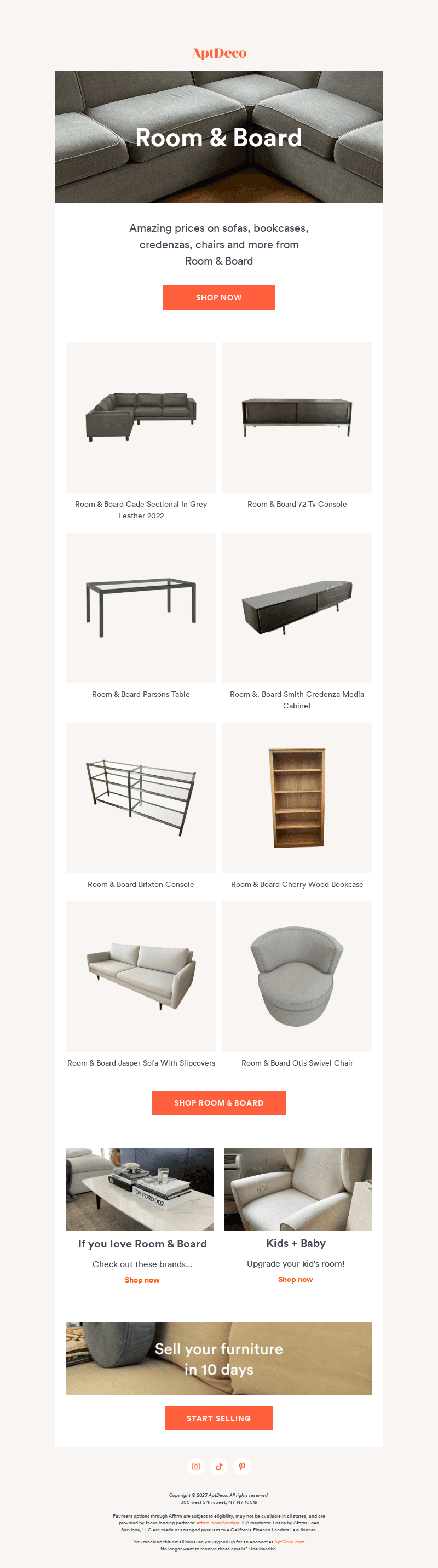 Room & Board up to 70% off