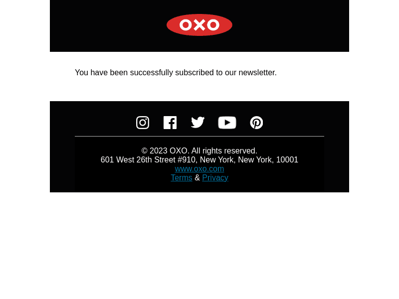 OXO email from Sat, Sep 9, 2023