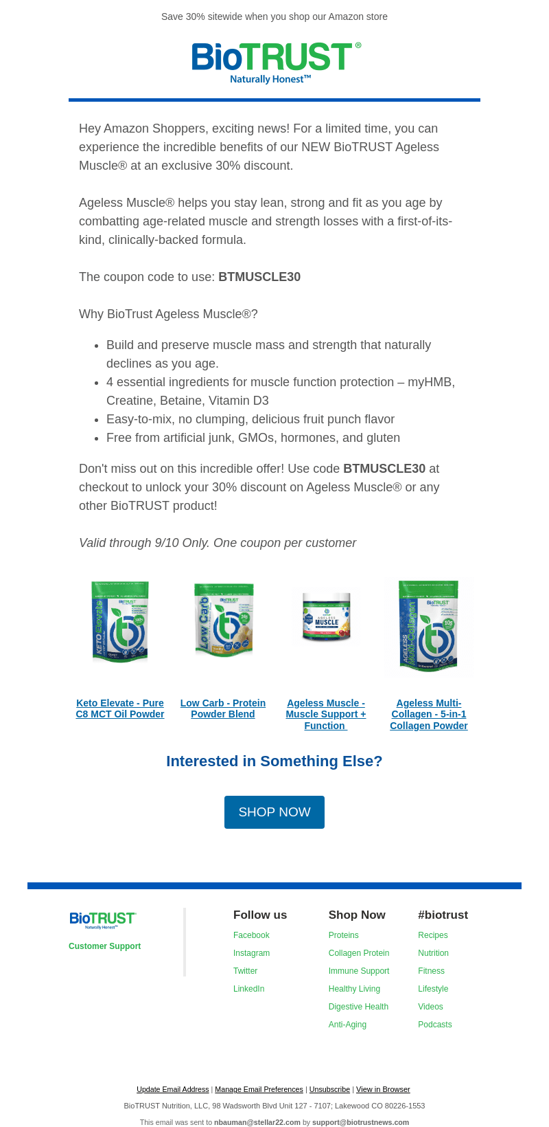 Discover NEW BioTRUST Ageless Muscle - 30% OFF Today Only!