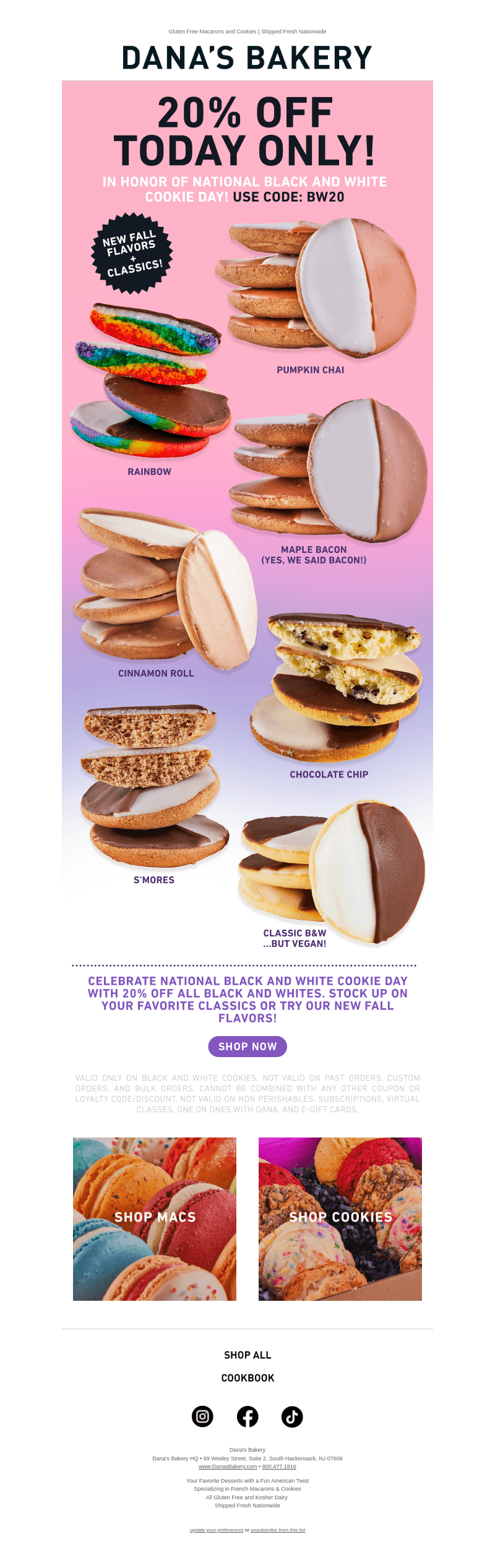 20% OFF Black & White Cookies and Combo Boxes!