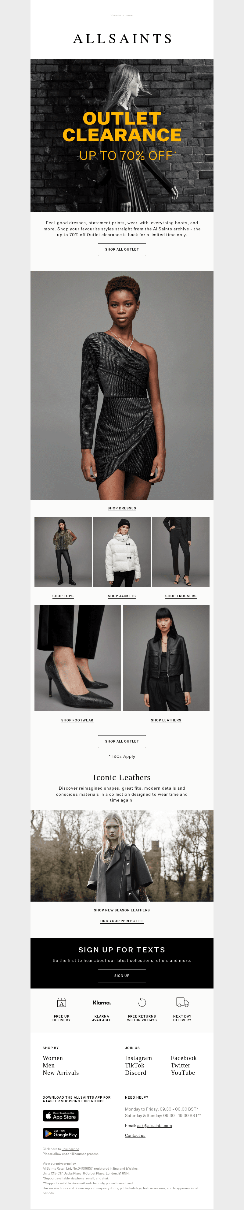 Outlet Clearance: up to 70% off