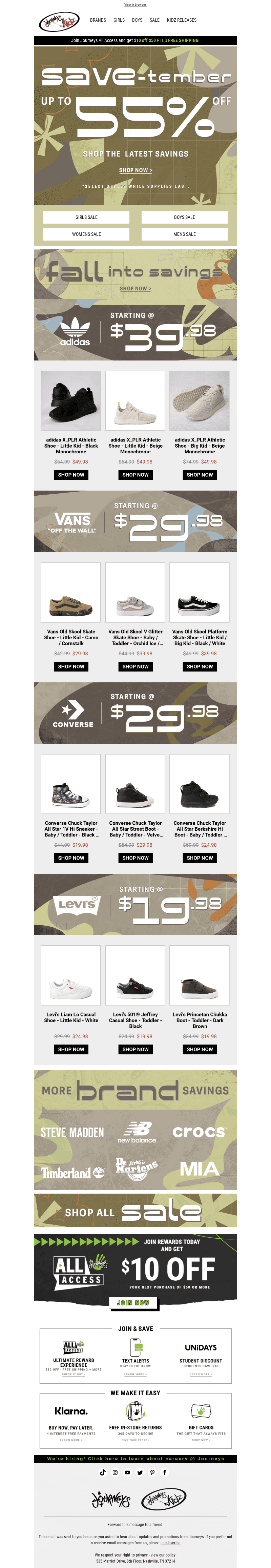 Save in September | 55% Off Select Styles for Kidz