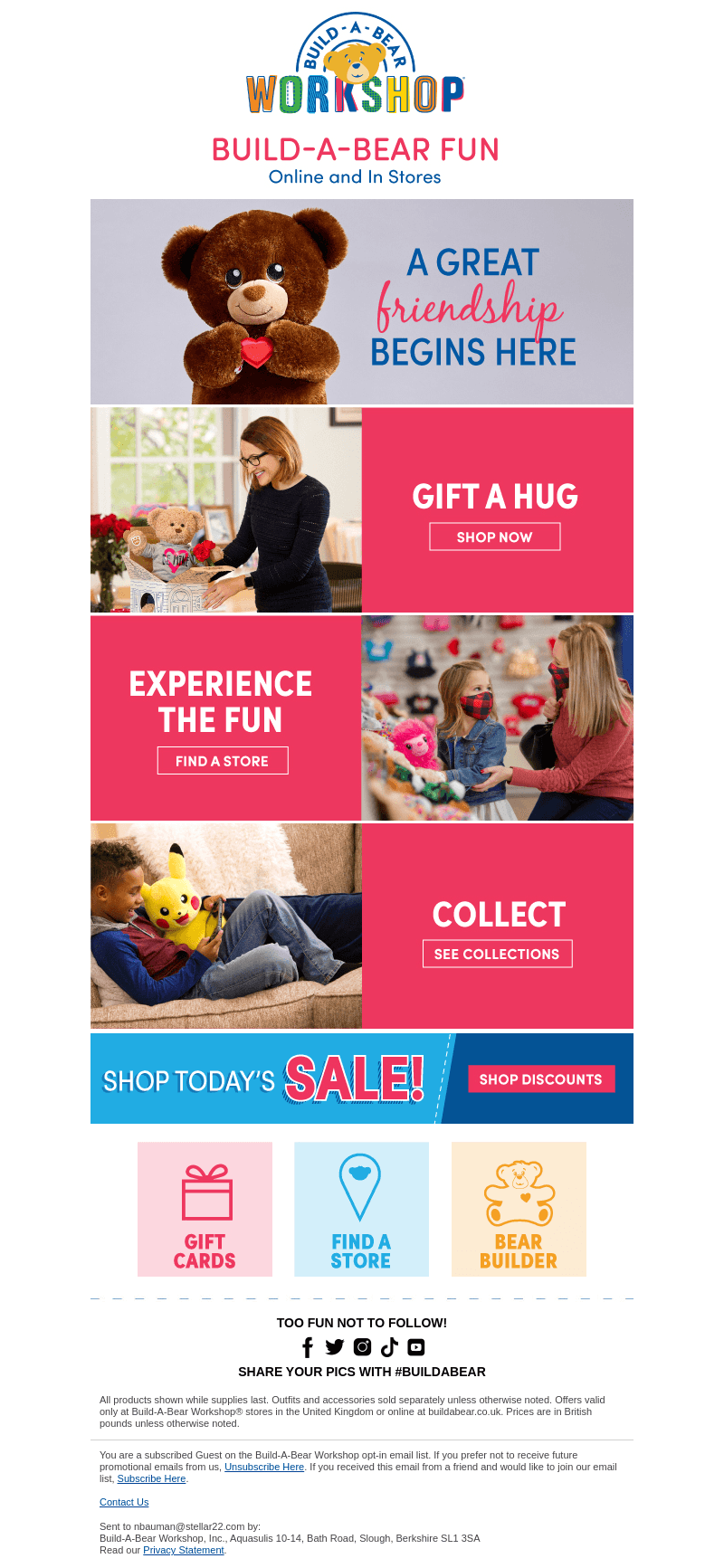 Build-A-Bear Workshop email from Fri, Sep 15, 2023