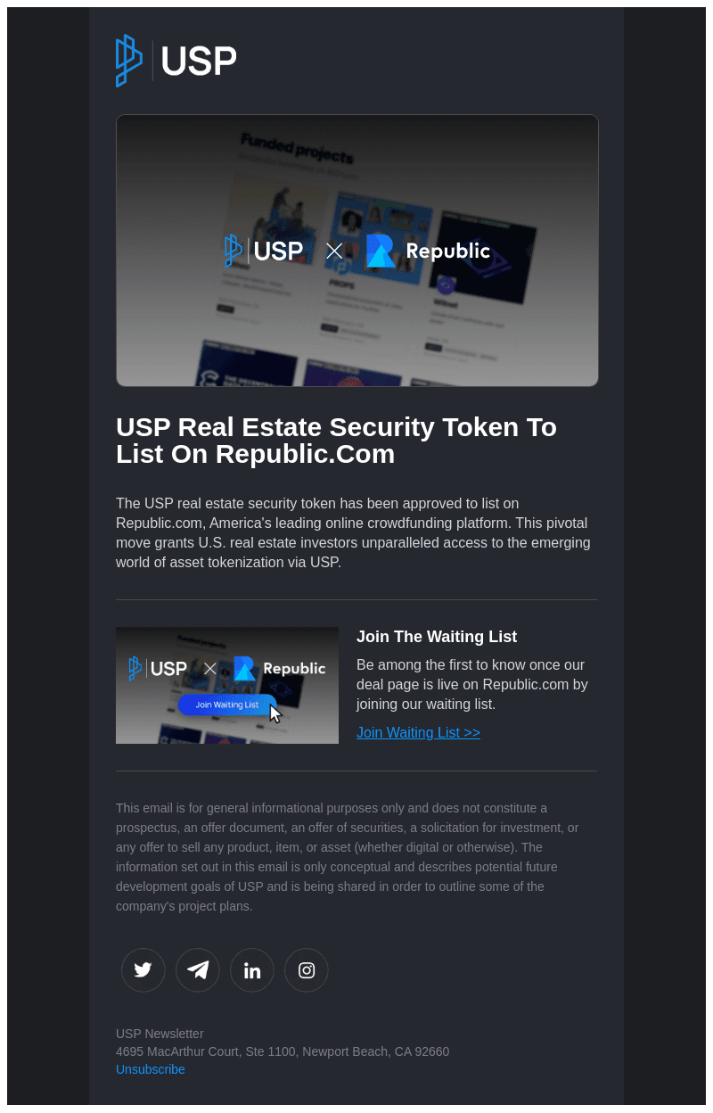 🔵 USP x Republic.com (Reg Crowdfunding)