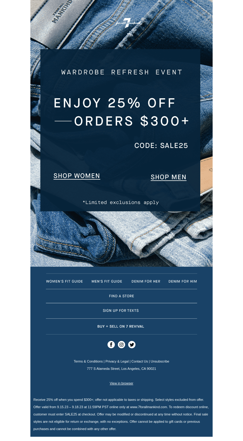 Refresh Your Wardrobe. Get 25% OFF $300+