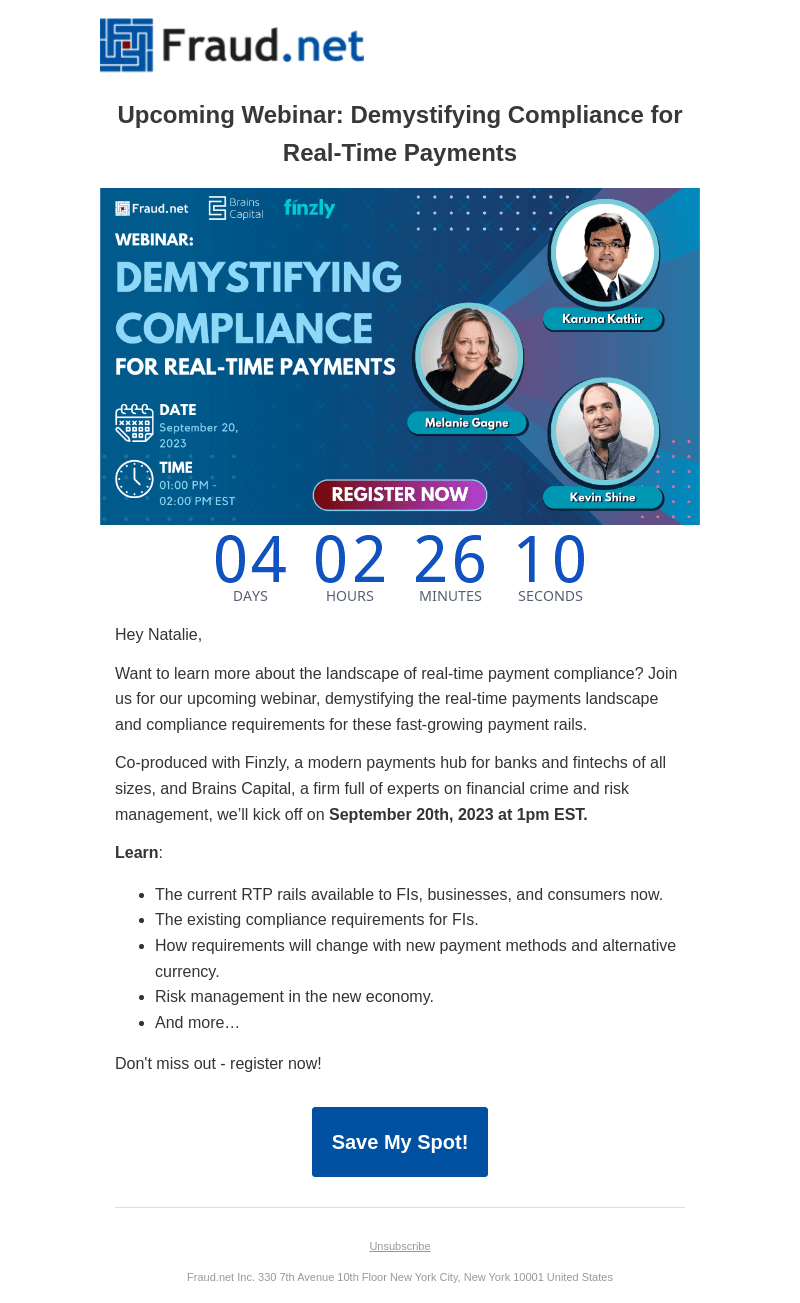 Fraud.net email from Sat, Sep 16, 2023