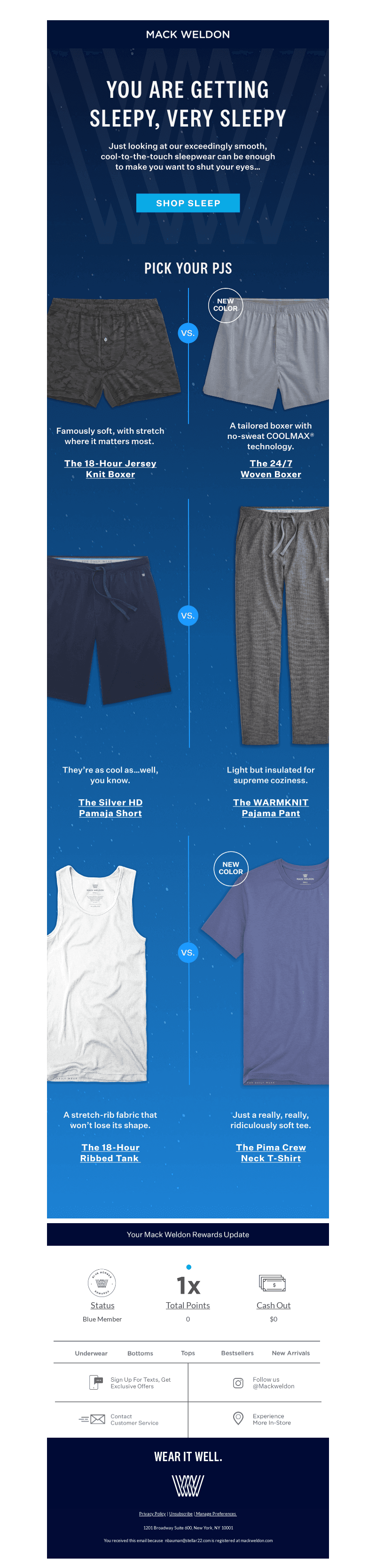 Comfy clothes for catching Zs.