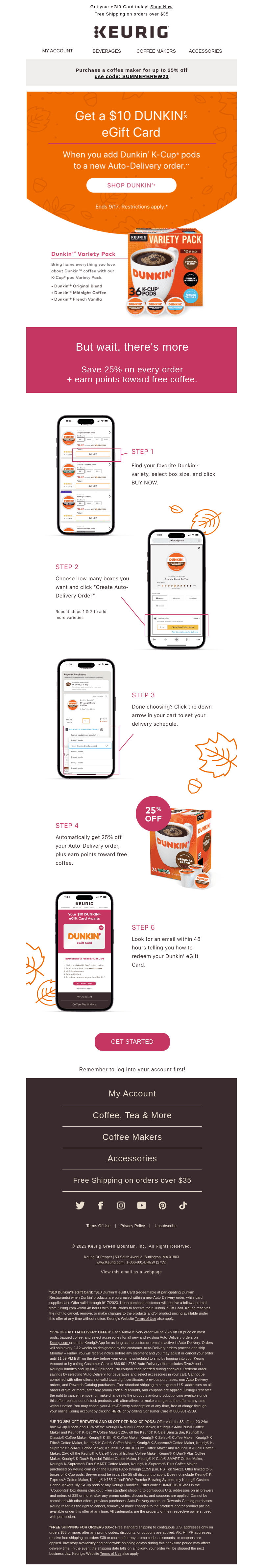 Keurig email from Sun, Sep 17, 2023