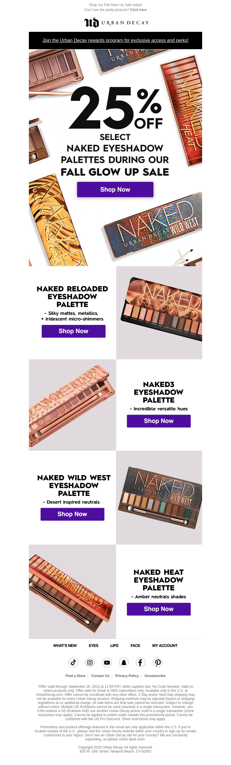 25% OFF Naked Palettes + MORE