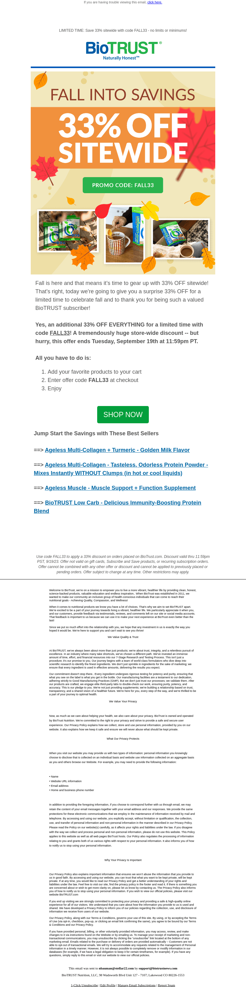 Fall Into Savings and Get 33% Off Sitewide