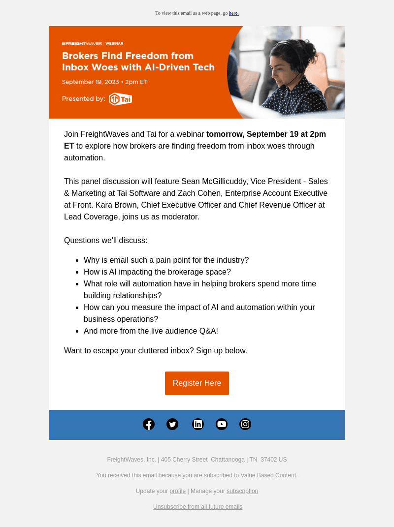 Webinar Tomorrow: Finding Freedom from Inbox Woes with AI-Driven Tech