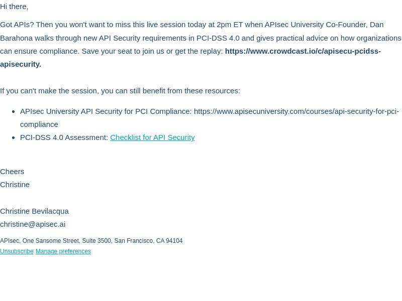 GOT APIs? Live Session TODAY on PCI-DSS 4.0 API Security Requirements