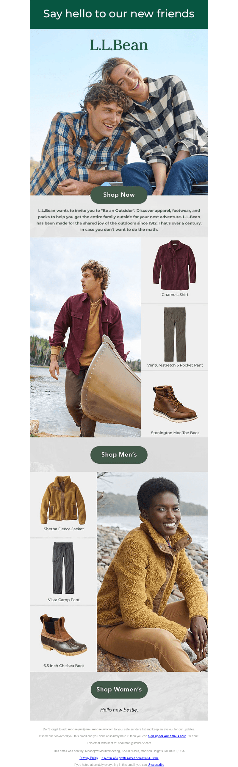Be an outsider with L.L.Bean.