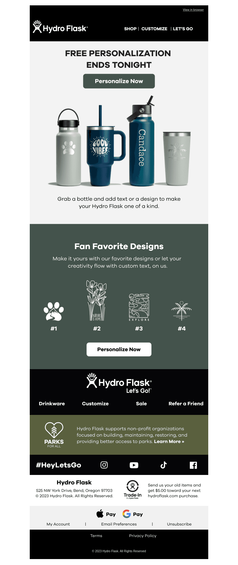 Free personalization ends tonight.