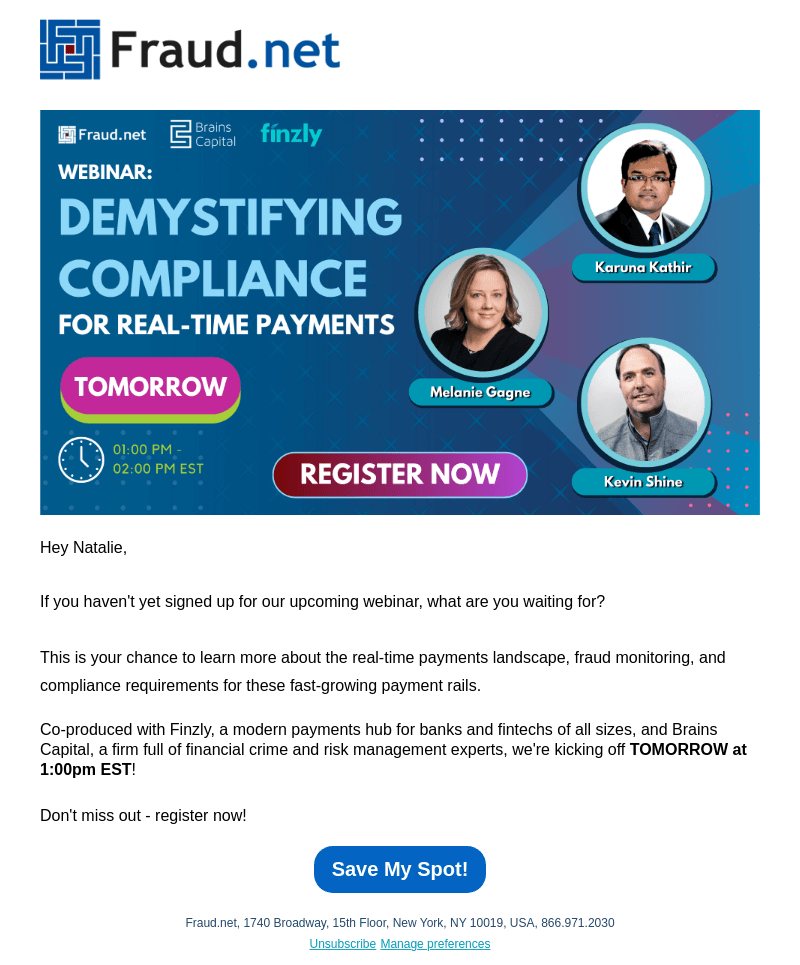 Fraud.net email from Tue, Sep 19, 2023