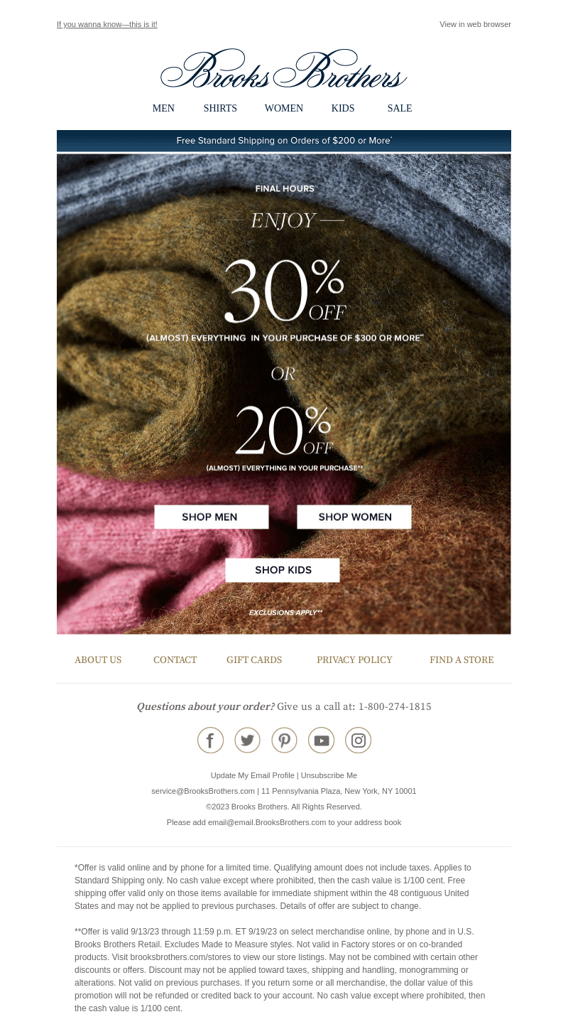 Final hours for up to 30% off...