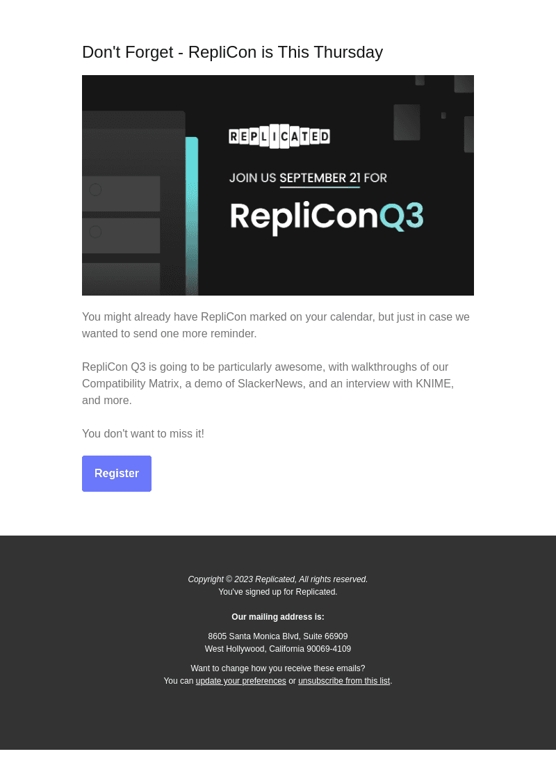 Don't Forget - RepliCon on Thursday!