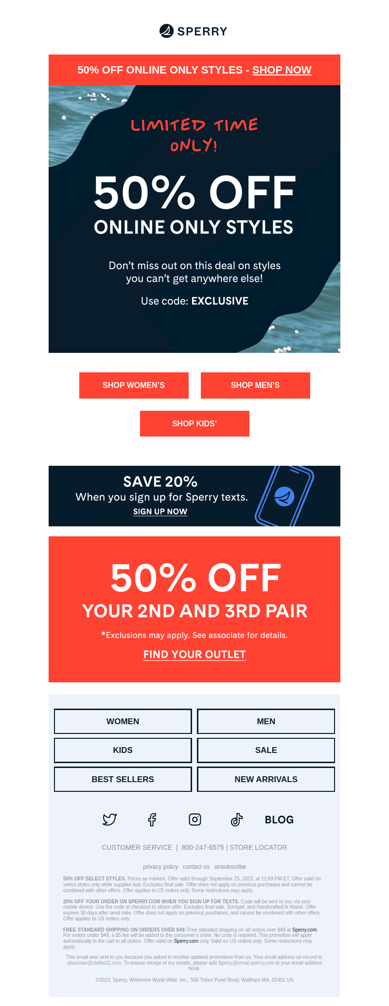 50% off Online Only Exclusives!