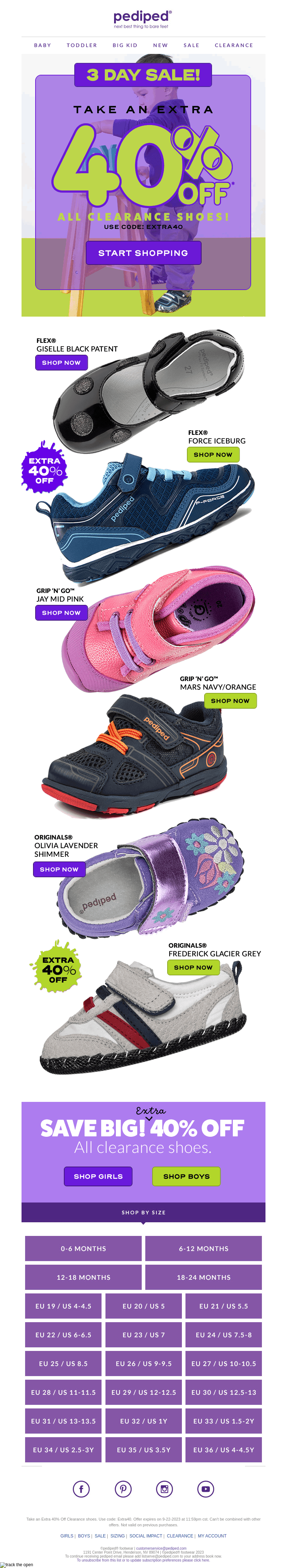 Take an Extra 40% off all Clearance Shoes!