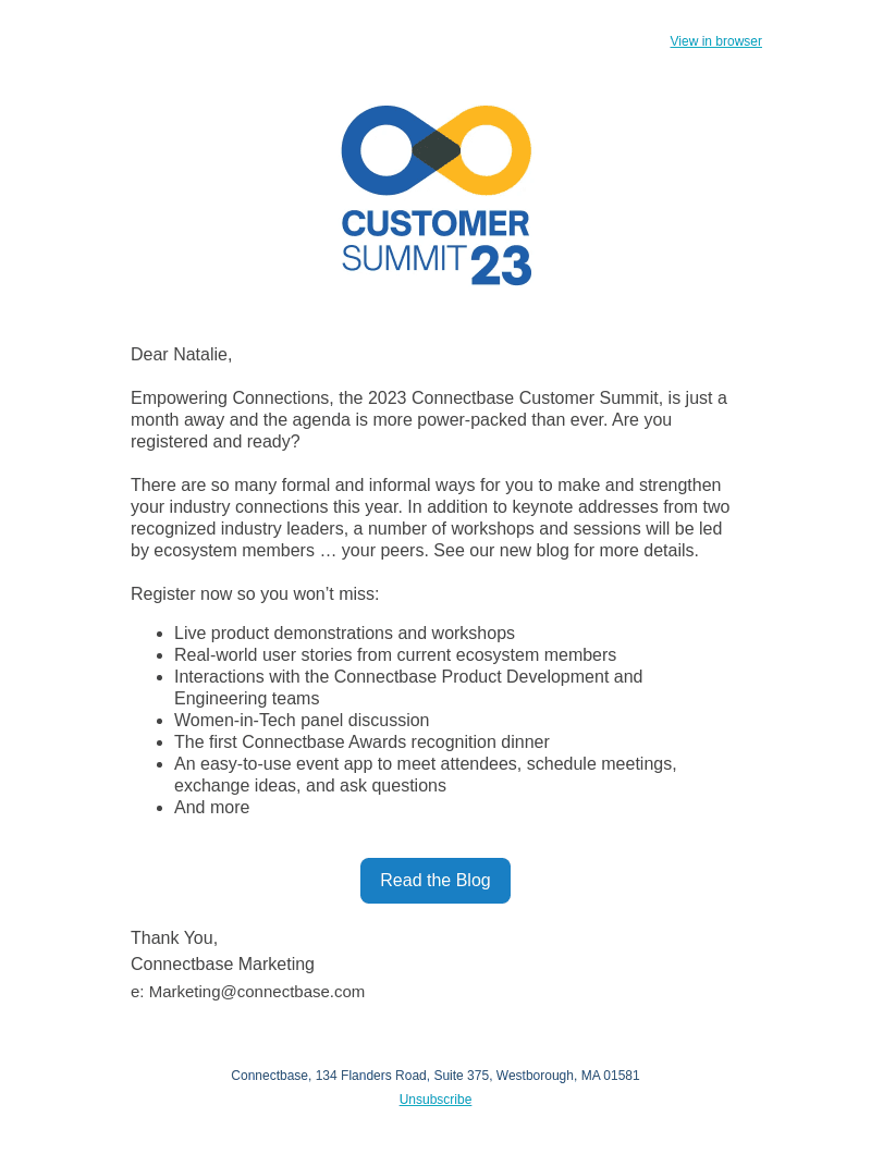 Connectbase email from Thu, Sep 21, 2023