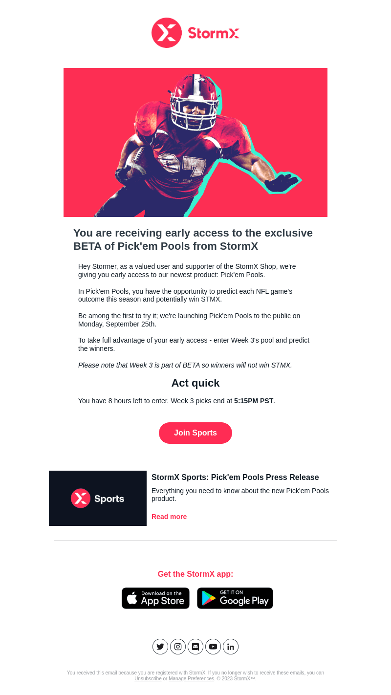 StormX email from Thu, Sep 21, 2023