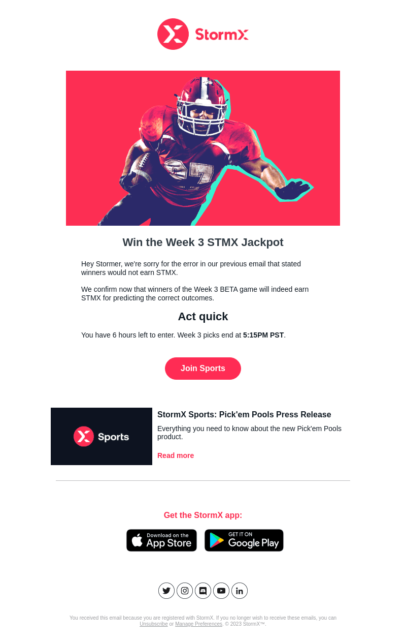 StormX email from Thu, Sep 21, 2023