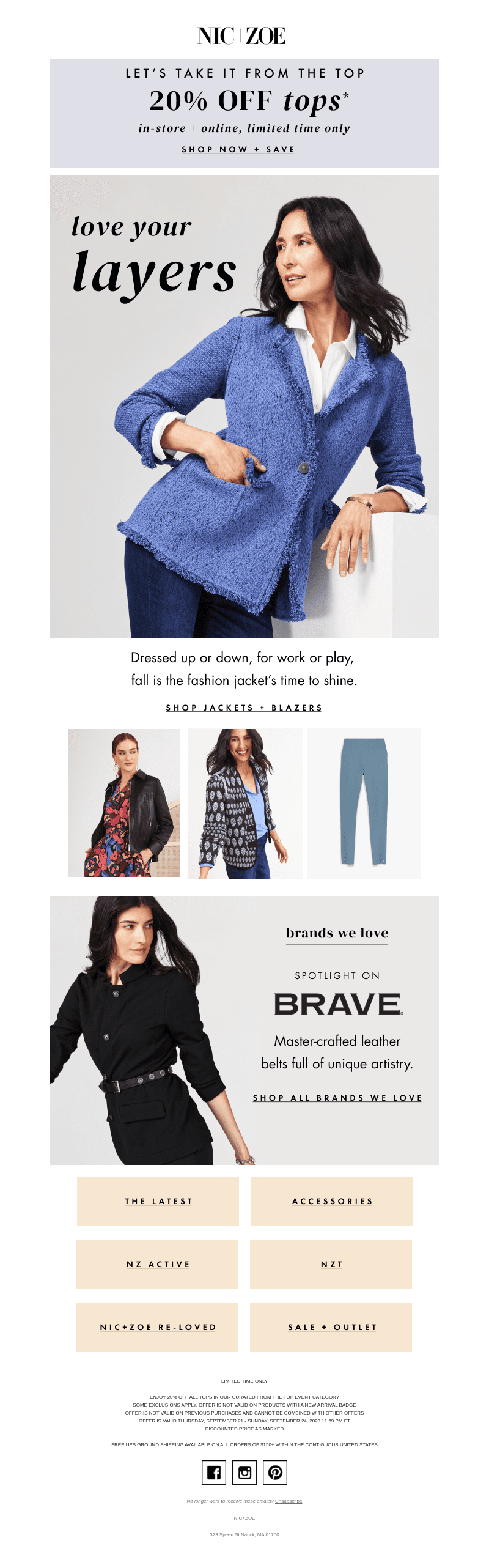 Take 20% off tops this weekend!