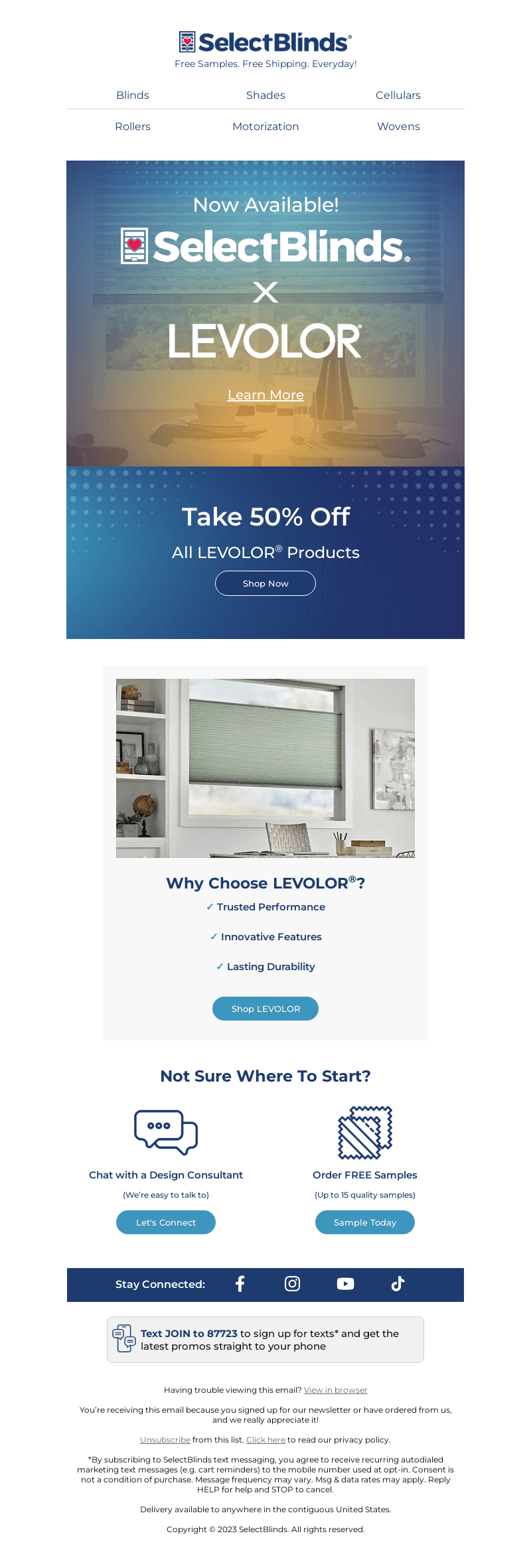 LEVOLOR® is Now at SelectBlinds! Get 50% Off NEW Items!