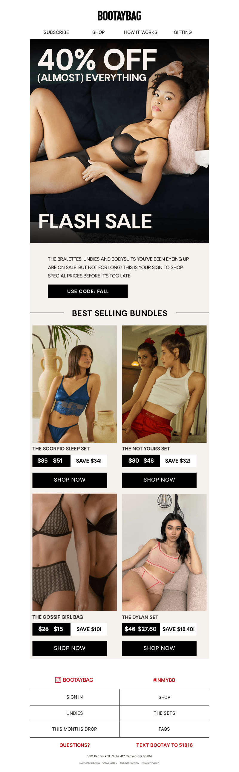 FLASH SALE: 40% off (almost) everything