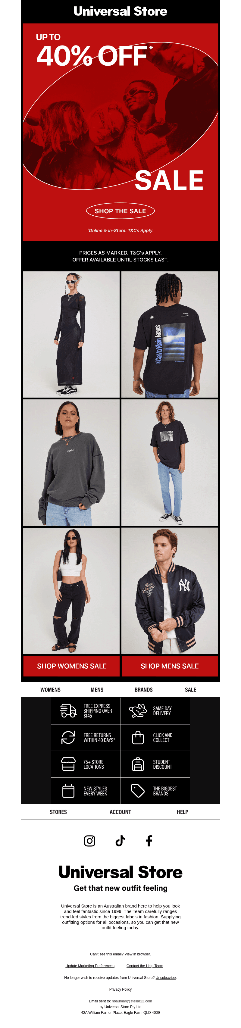 UP TO 40% OFF* SALE ITEMS