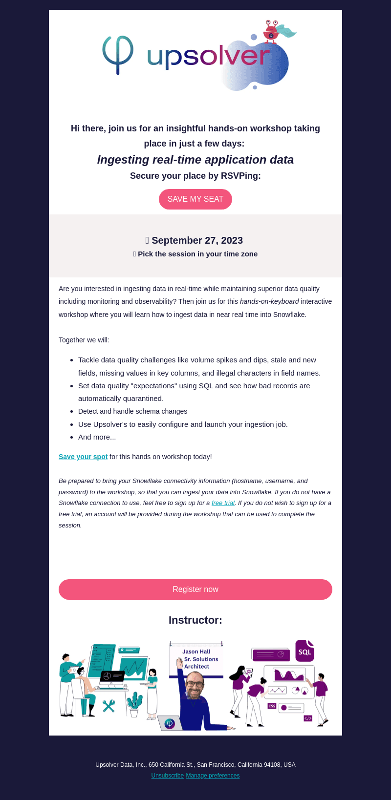 Last Chance: Hands-on Workshop on Ingesting Real-time Application Data - September 27th (Just Days Away)