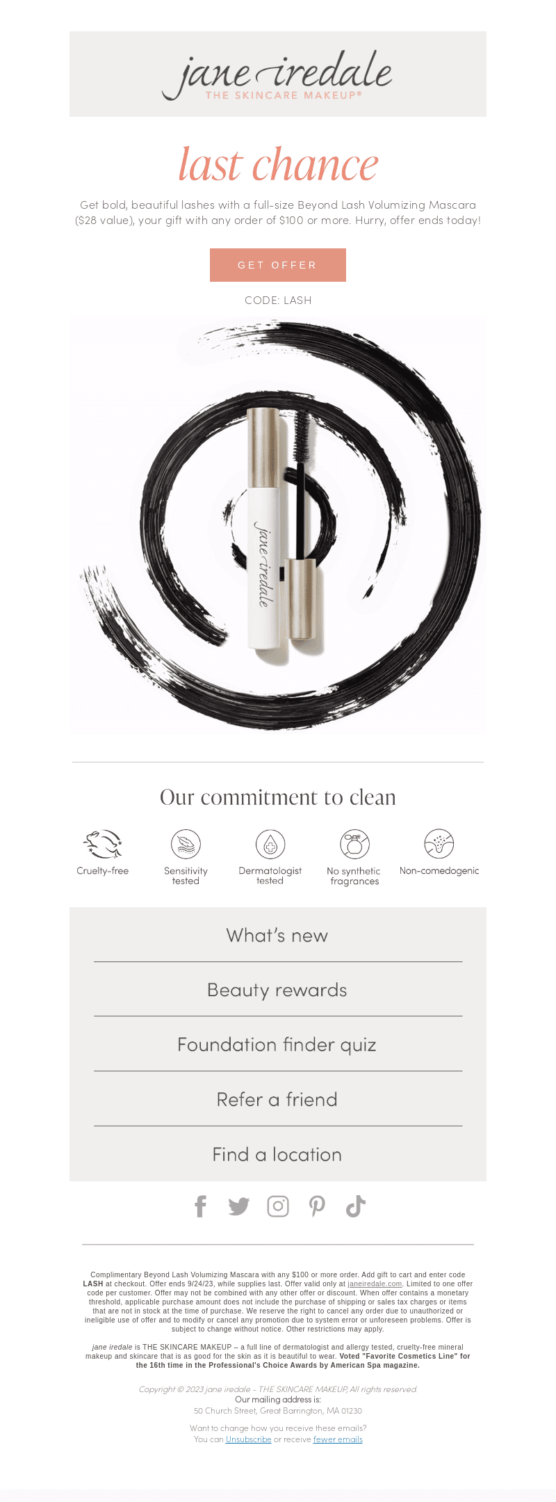 Ends today! FREE full-size mascara.