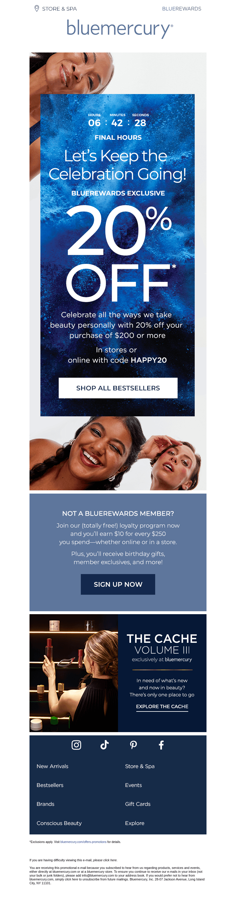 20% off ends tonight, loyalty members!