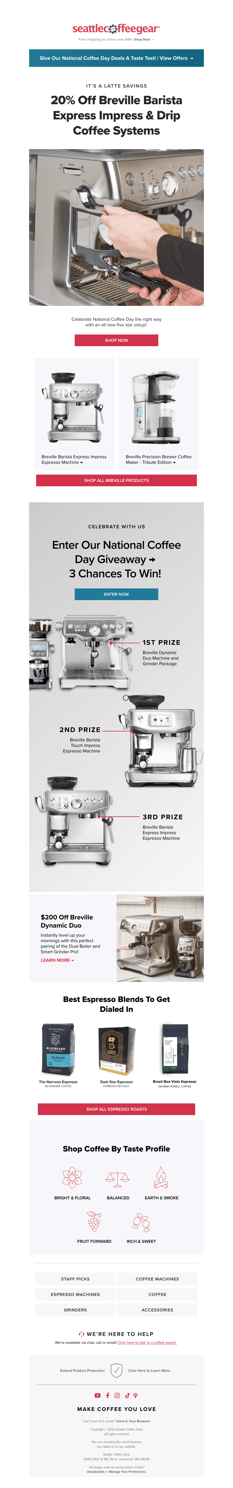 Seattle Coffee Gear email from Sun, Sep 24, 2023
