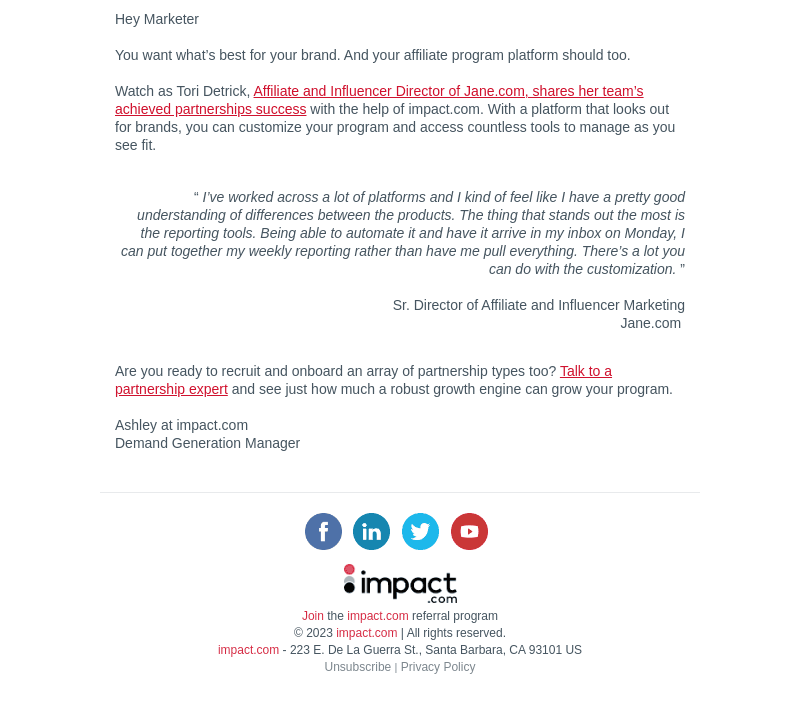 impact.com email from Thu, Sep 28, 2023
