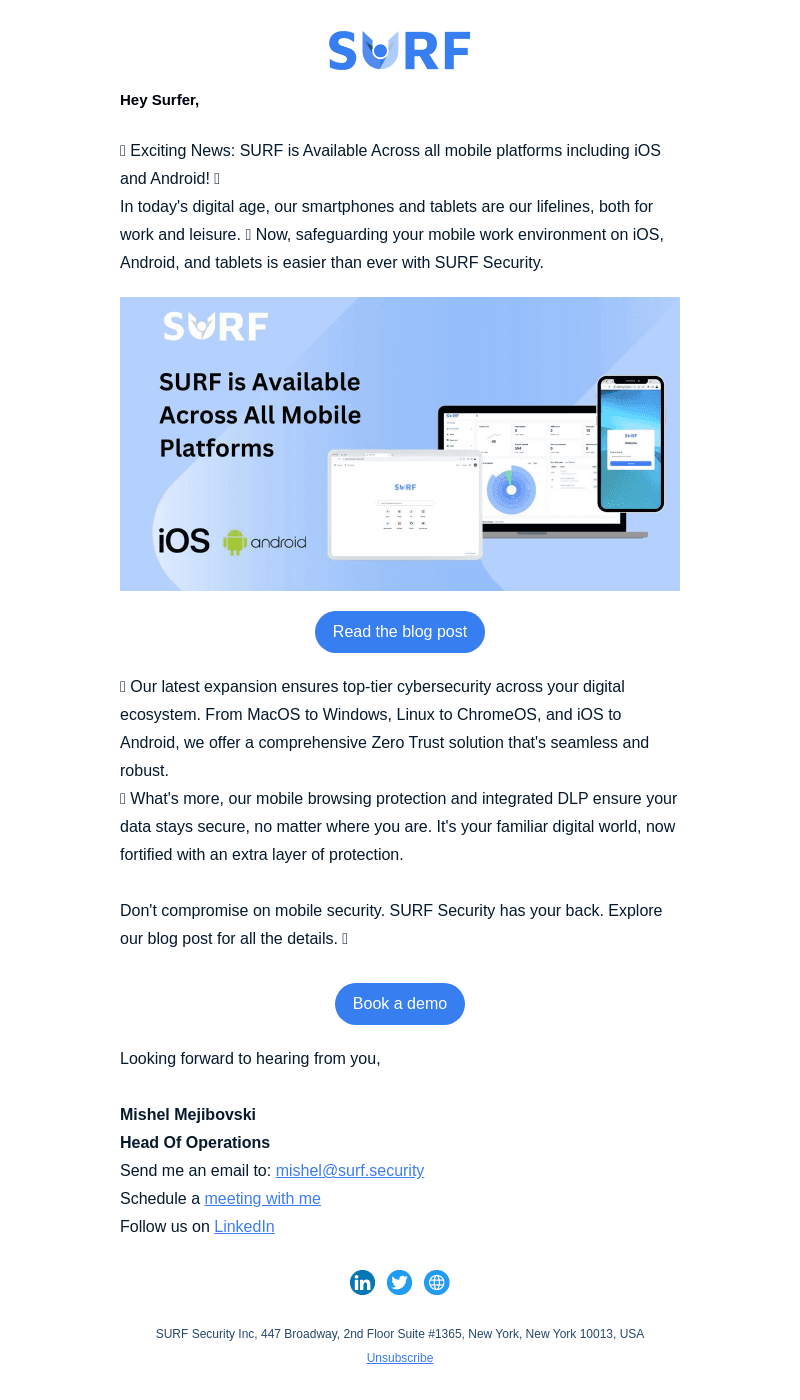 SURF is Available Across all mobile platforms-iOS and Android