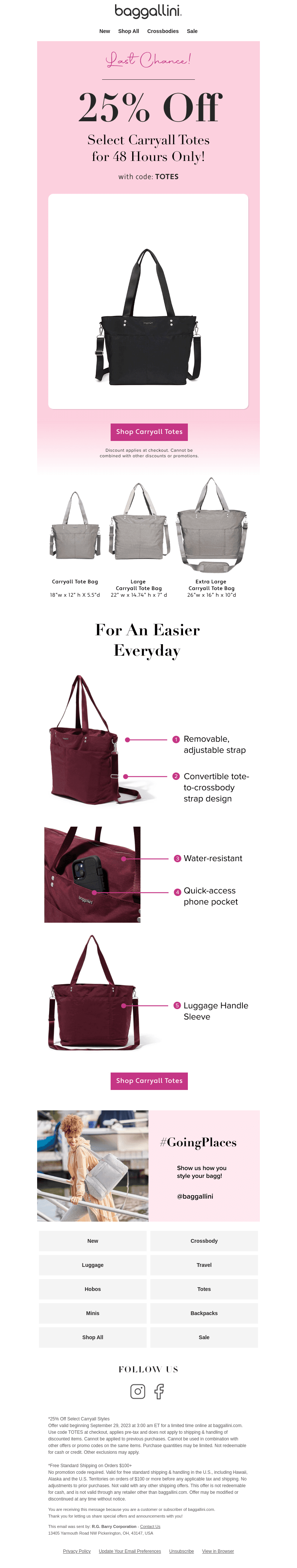 Last Chance—25% off Select Carryall Totes