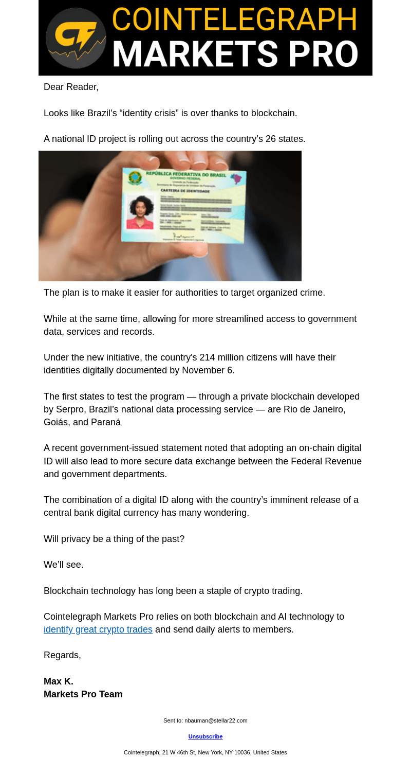 Brazil issues national on-chain digital ID
