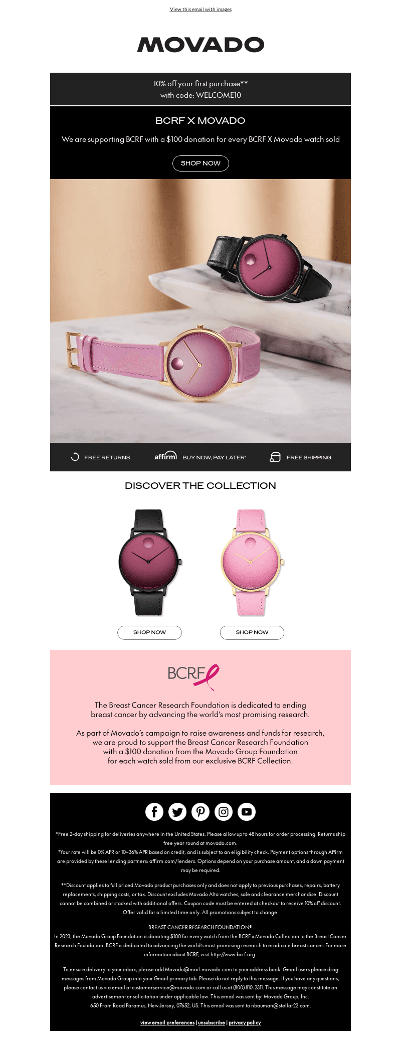 Think pink with BCRF x Movado