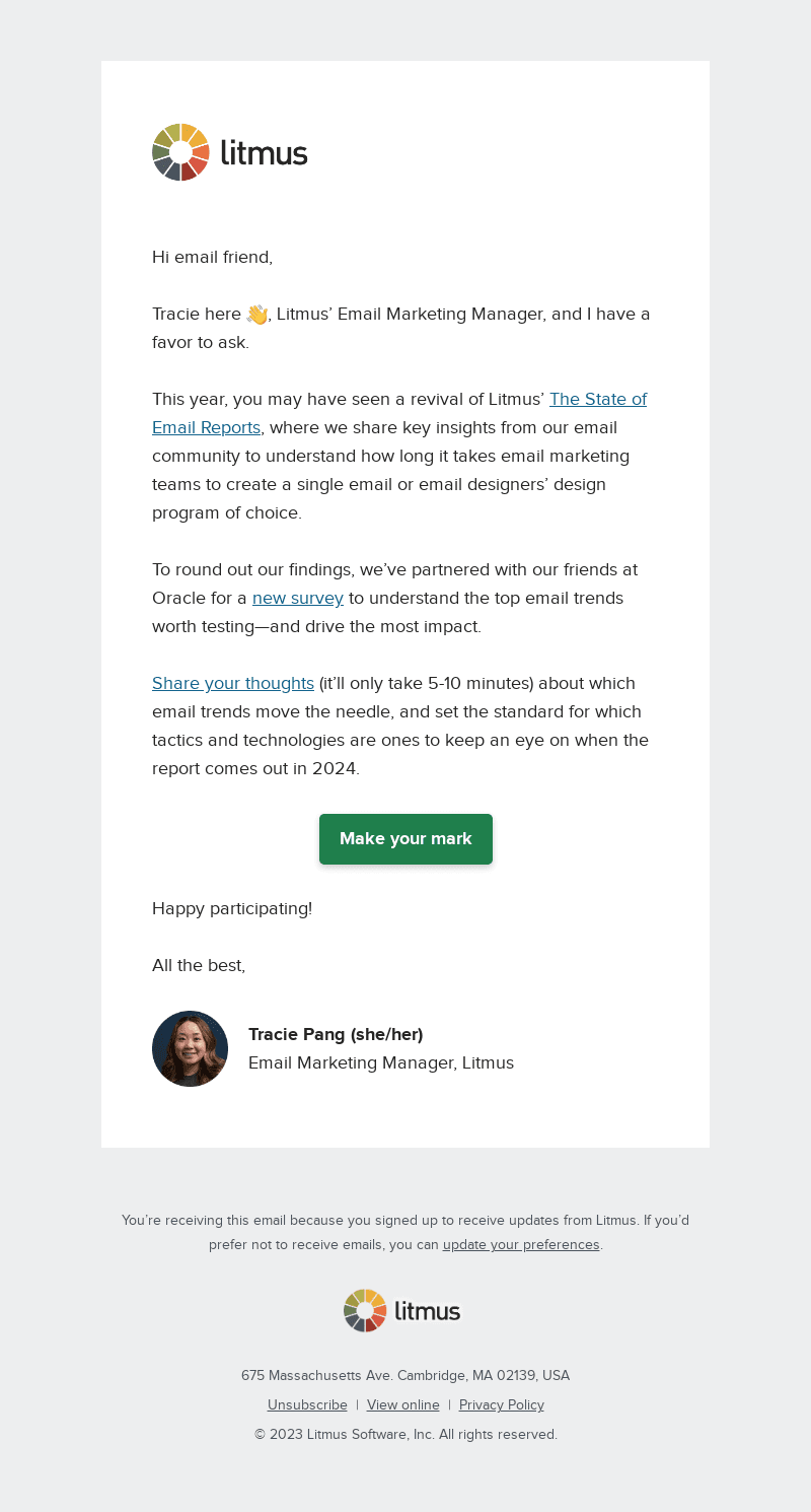 Can I get your feedback, email friend?